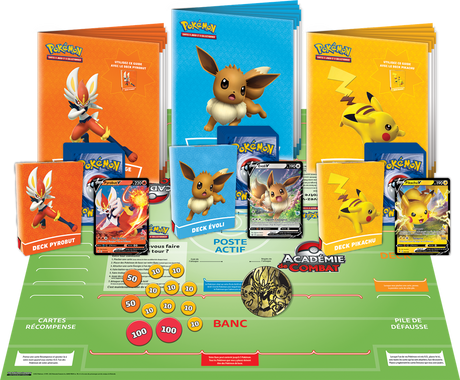Pokémon Coffret Académie de Combat V2 avec Pikachu, Évoli et Pyrobut – Jeu TCG pour débutants