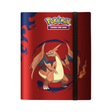 Pro-Binder 9-Pocket Ultra Pro Pokémon Méga-Dracaufeu X et Y rouge avec illustration de Dracaufeu et fermeture élastique noire.