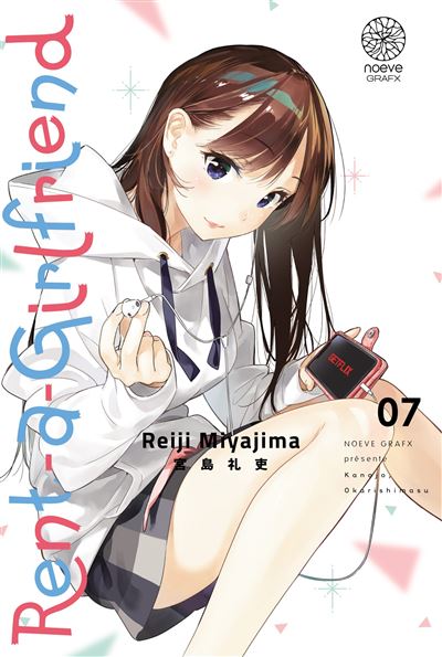 manga Rent-a-Girlfriend tome 7 de Reiji Miyajima, montrant Chizuru Mizuhara en hoodie blanc, écoutant de la musique avec un lecteur portable.