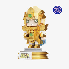 Pantasy Mini Gold Leo – Figurine chibi à construire d’Aiolia, Chevalier d’Or du Lion, avec armure dorée et base collector Saint Seiya