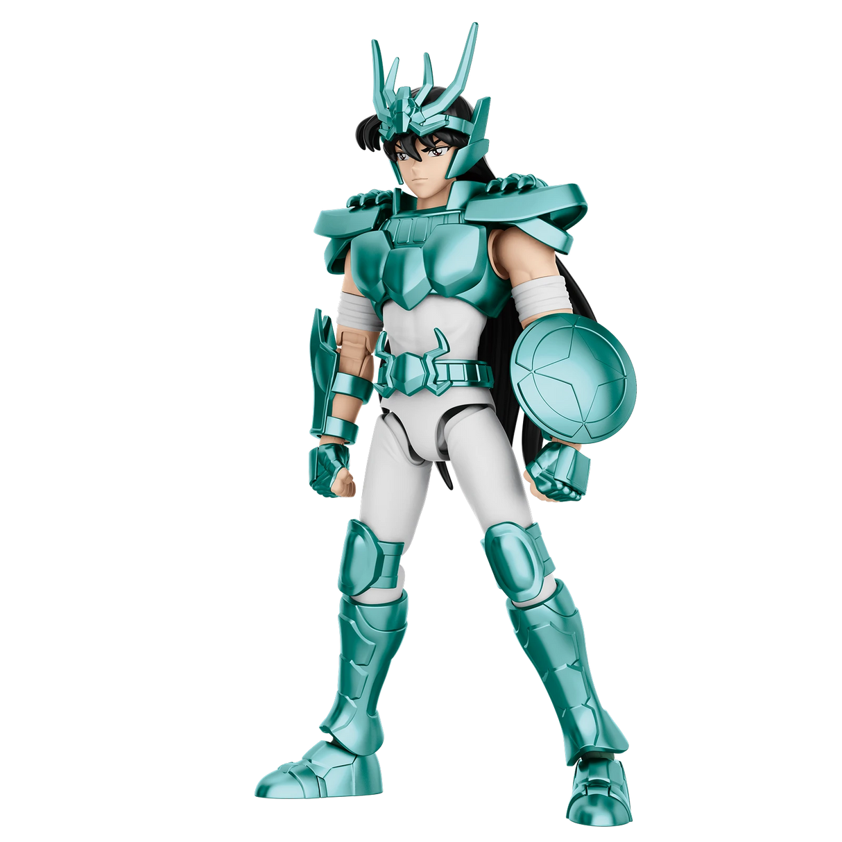 Boîte de figurine Saint Seiya Blokees Champion Class Dragon Shiryu avec armure verte du Dragon.