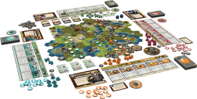 Boîte du jeu de société Sid Meier's Civilization : Une Aube Nouvelle de Fantasy Flight Games, illustrant deux statues de dirigeants historiques face à une ville évoluant d'un village ancien vers une métropole futuriste.