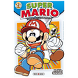 Couverture de Super Mario Manga Adventures Tome 28 de Yukio Sawada, avec Mario courant les poings en avant et un personnage jaune derrière lui, sur un fond orange aux rayons multicolores, éditions Soleil Manga.