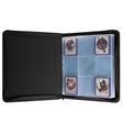 Classeur Ultra Pro PRO-Binder Zippered Premium ouvert, avec pages 9 cases conçues pour ranger des cartes protégées en toploaders.