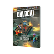 roman Unlock! Les Escape Geeks Échappe-toi de la prison ! de Fabien Clavel, avec des enfants fuyant une prison en feu.