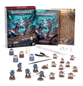 Coffret d’initiation Warhammer 40,000 Introductory Set, avec figurines Space Marines et Tyranides, peintures Citadel et accessoires pour débuter.