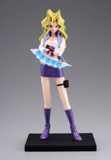 Figurine Yu-Gi-Oh! Oshi Works Mai Valentine 1/7, représentant Mai en tenue violette avec Duel Disk sur socle noir.