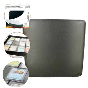 Portfolio Phoenix Shield Toploader Deluxe Zip Noir pour cartes à collectionner, album noir avec fermeture éclair, 20 pages de 12 emplacements recto verso et capacité de 480 cartes sous Toploader.