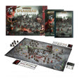 Boîte Warhammer Age of Sigmar Spearhead Cité de Cendre en français avec plateau, cartes, livrets et figurines sur fond blanc.
