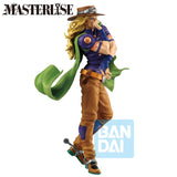 Figurine JoJo’s Bizarre Adventure Ichibansho Masterlise Gyro Zeppeli Steel Ball Run par Bandai, représentant Gyro avec chapeau, foulard vert et Steel Ball en main.