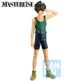 Figurine Bandai Ichibansho Heero Yuy 30th Anniversary, personnage en débardeur vert et short noir sur fond blanc.