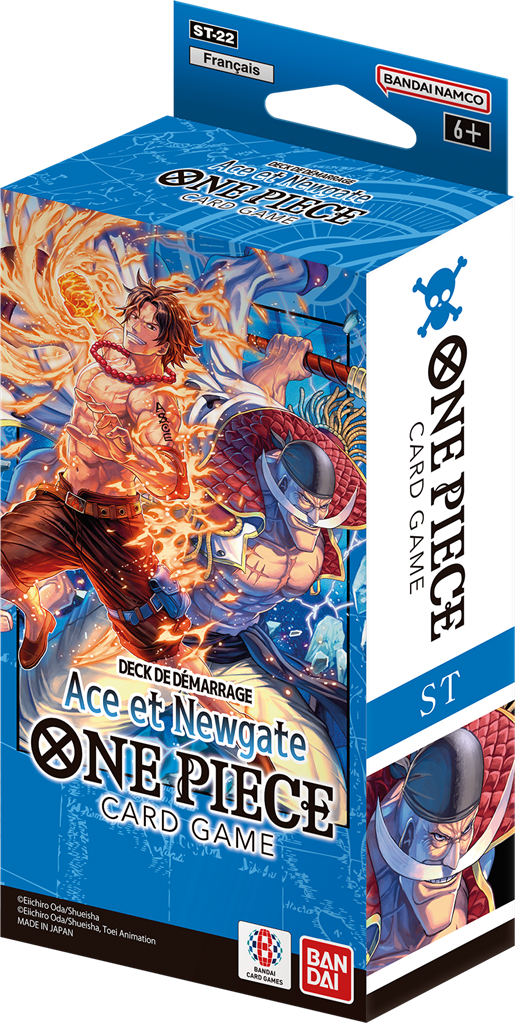 Boîte du Deck de Démarrage One Piece Card Game ST-22 Ace et Newgate en français, avec Ace et Barbe Blanche sur l’illustration.