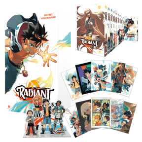 Coffret anniversaire collector Radiant – 10 tomes, illustrations, figurines cartonnées et goodies exclusifs