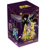 Display de 18 boosters de la Série 2 Hades des cartes Saint Seiya éditées par Kayou, avec visuel des Chevaliers d’Athéna et d’Hades.