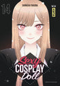 manga Sexy Cosplay Doll tome 14 montrant Marin Kitagawa souriante sur fond sombre, dans un style doux et lumineux.