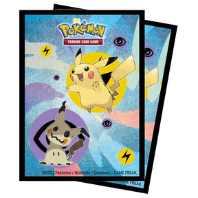 Protèges-cartes Pokémon Pikachu et Mimiqui – 65 sleeves Ultra Pro, design officiel coloré.