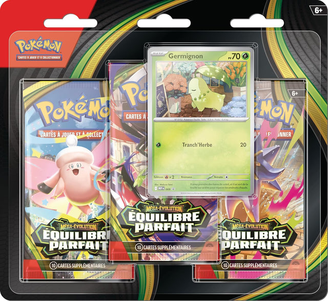 Tripack Pokémon Équilibre Parfait avec 3 boosters et carte promo Germignon