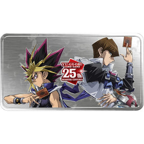 Méga Tin Yu-Gi-Oh! 2024 – boîte métal anniversaire 25 ans avec Yugi et Kaiba en illustration.